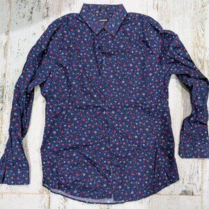 Express EXTRA Slim LS floral dress shirt size large